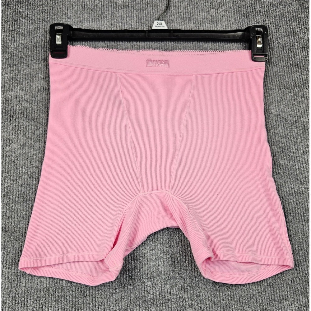 Skims Cotton Rib Boxer Pink High Waisted Lounge Shorts Size Medium